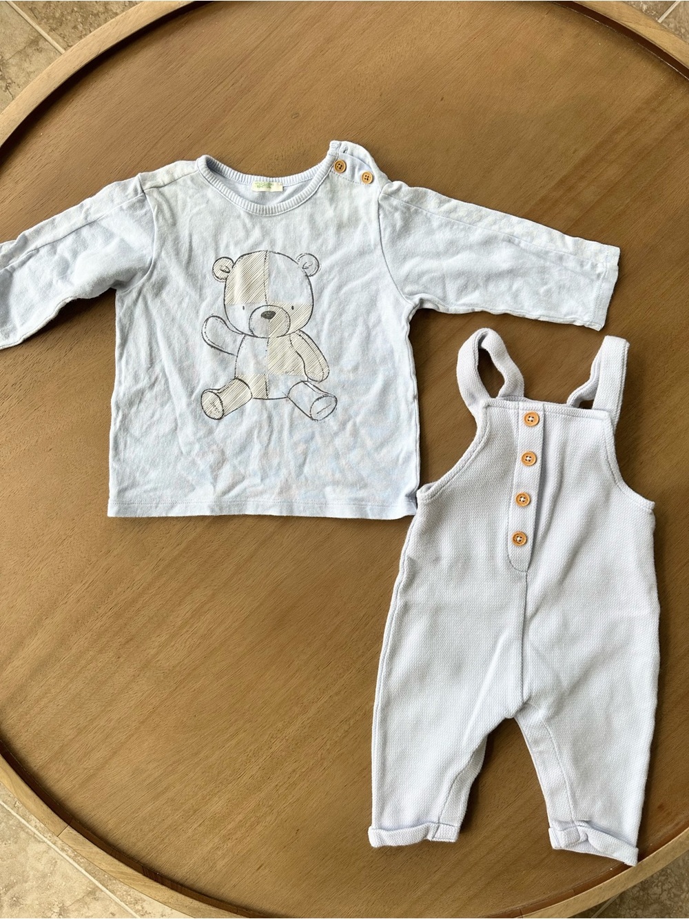 United Colors of Benetton Baby Bear T-Shirt & Dungaree Overalls Set, Size 3-6M